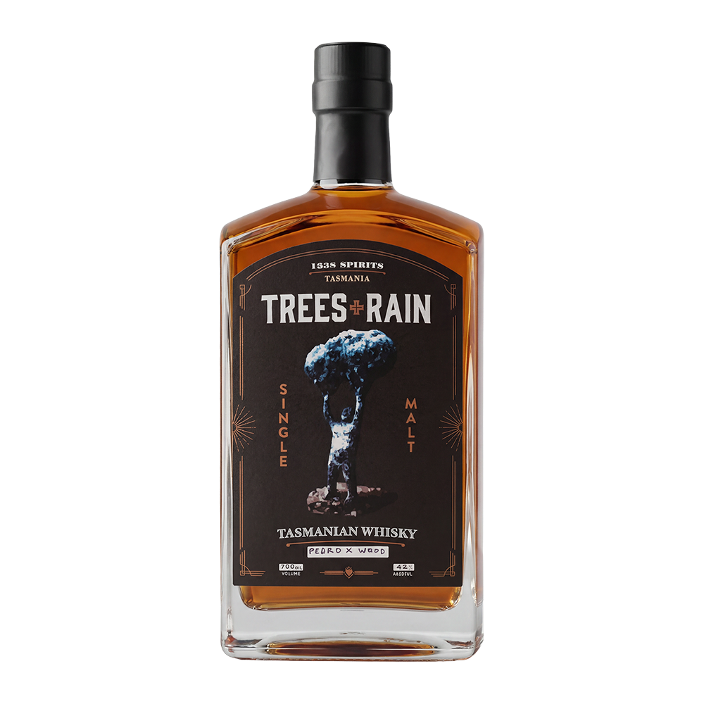 Trees & Rain Pedro Ximenez Wood single malt whisky bottle